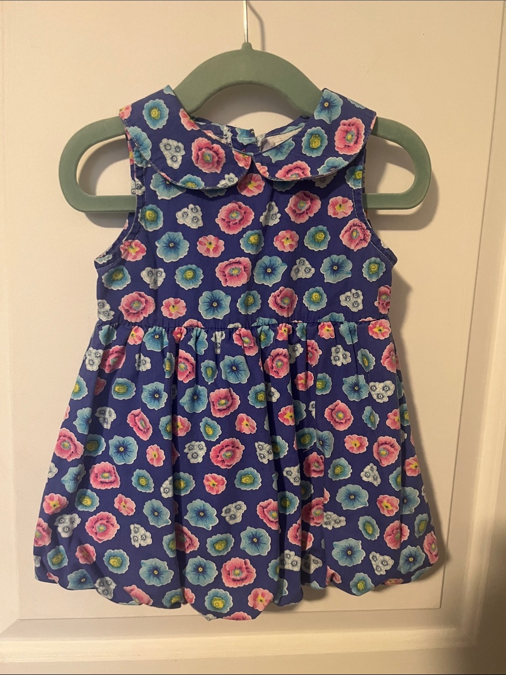Girls Navy Floral Sundress with Peter Pan Collar